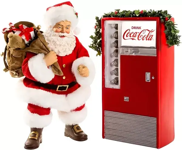 Kurt S. Adler - Kerstman Coca Cola met Cola automaat