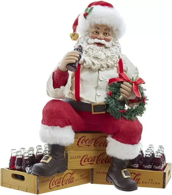 Kurt S. Adler - Coca-Cola Kerstman zittend op kratjes