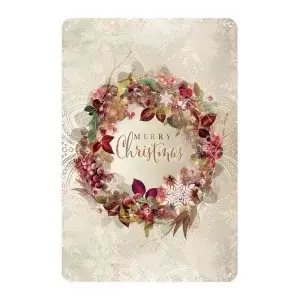 Metalen wandbordje Krans Merry Christmas