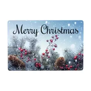 Metalen wandbordje Kersttak Merry Christmas
