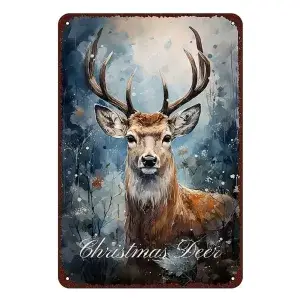 Metalen wandbordje Christmas deere
