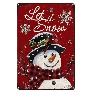 Metalen wandbordje Let it Snow