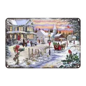 Metalen wandbordje Winterpret