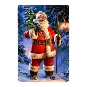 Metalen wandbordje Vrolijke kerstman