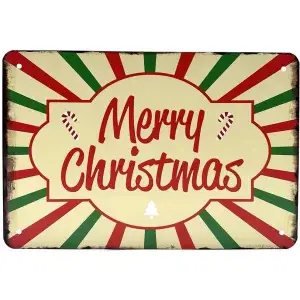 Metalen wandbordje Merry Christmas