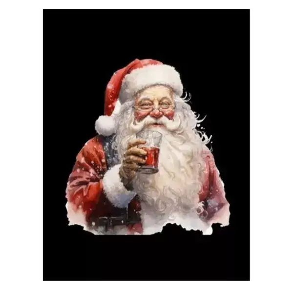 Drinkende kerstman (zwarte achtergrond)