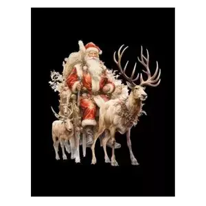 Kerstman op arrenslee (zwarte achtergrond)