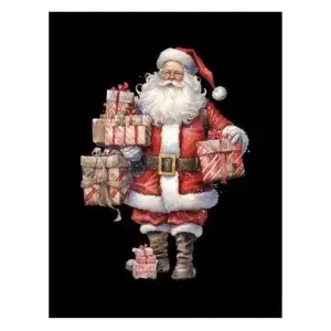 Kerstman brengt cadeaus (zwarte achtergrond)