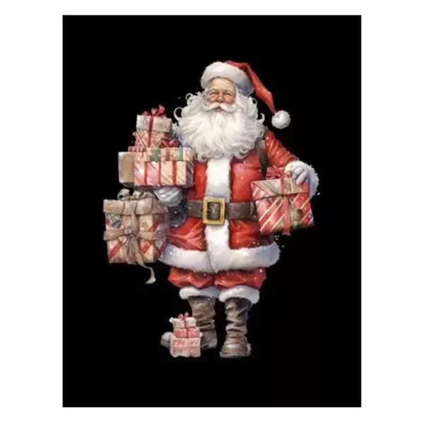 Kerstman brengt cadeaus (zwarte achtergrond)