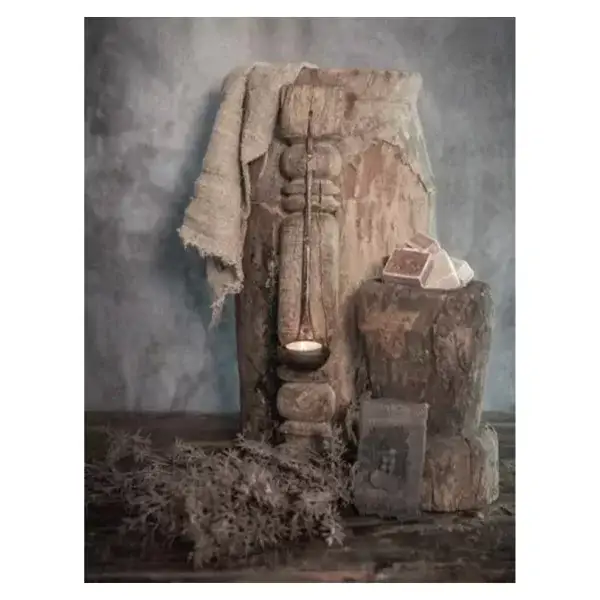Kaars met amberblokjes en Shabby doek