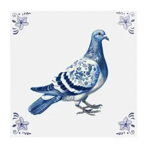 Delfts blauw tegeltje duif