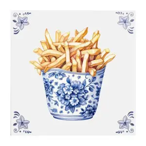 Delfts blauw tegeltje friet