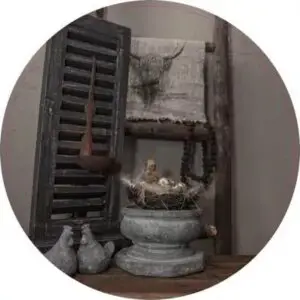 Grijze potten met shabbydoek 30 cm