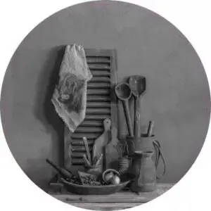 Keukengerei met landelijk doek