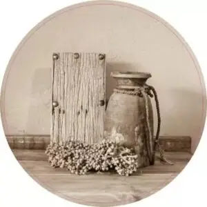 Kruik met plank hout sepia 30 cm