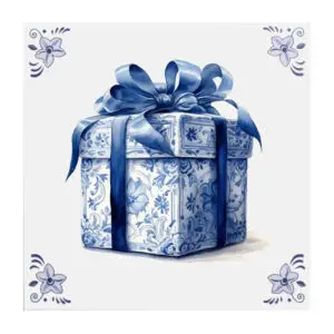 Delfts blauw tegeltje met cadeautje