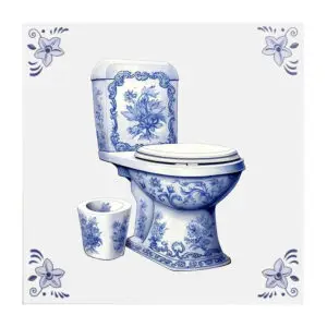 Delfts blauw tegeltje met WC