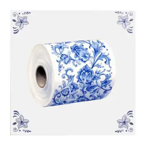 Delfts blauw tegeltje met WC papier
