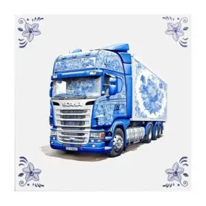 Delfts blauw tegeltje met Scania