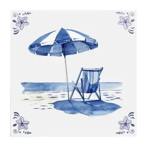 Delfts blauw tegeltje Strand