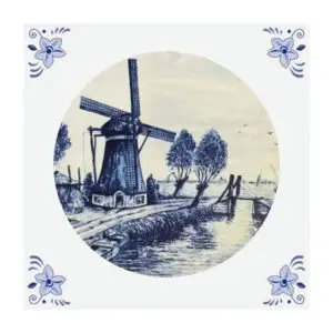 Delfts Blauw tegeltje Daar bij die molen
