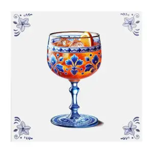 Delfts blauw tegeltje Aperol spritz