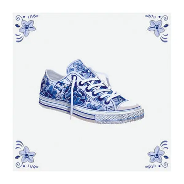 Delfts blauw tegeltje met schoen