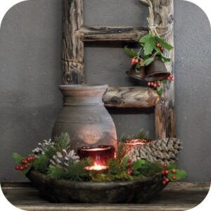 Viltjes kerststukje met ladder 10 stuks