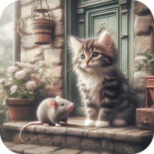 Viltjes Poes met muis 10 stuks