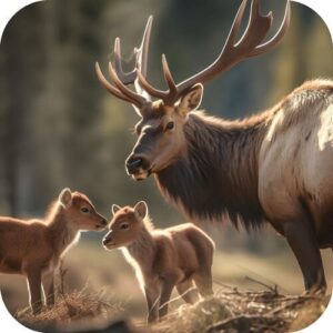 Viltjes rendier met twee jongen 10 stuks